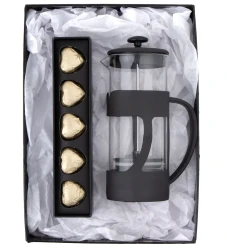 500 Ml French Press ve Single Slim Fıstıklı Kalp Çikolata Gold - 1