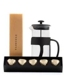 500 Ml French Press ve Single Slim Fıstıklı Kalp Çikolata Gold - 5