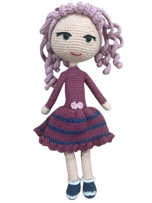 Amigurumi Örgü Kıvırcık Saçlı Kız Oyuncak Bebek - 1