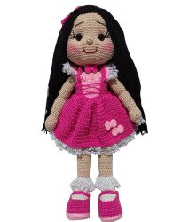 Amigurumi Örgü Pembe Elbiseli Kız Oyuncak Bebek - Yeşilay