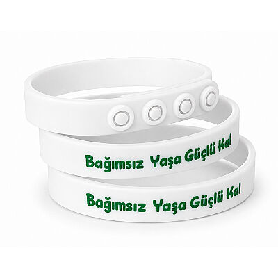Bağımsız Yaşa, Güçlü Kal Yazılı Yetişkin Bileklik 22cm / Beyaz - 1