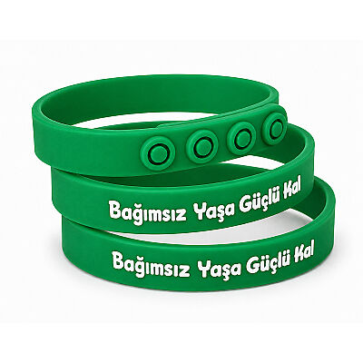 Bağımsız Yaşa, Güçlü Kal Yazılı Yetişkin Bileklik 22cm / Yeşil - 1