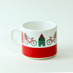 Bisiklet Desenli Kırmızı Seramik Kupa - 3