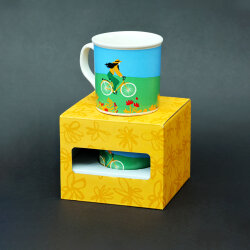 Bisiklet Desenli Mavi Yeşil Seramik Kupa - 3