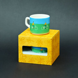 Bisiklet Desenli Yeşil Mavi Seramik Kupa - 3