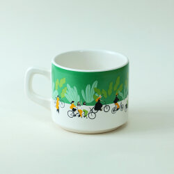 Bisiklet Desenli Yeşil Seramik Kupa - 2