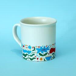 Çiçek Desenli Renkli Seramik Kupa - Yeşilay