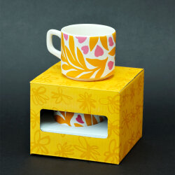 Çiçek ve Kalp Desenli Seramik Kupa - 3