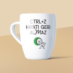 CTRL+Z Hayatı Geri Almaz Mottolu Beyaz Seramik Kupa - Yeşilay