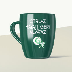 CTRL+Z Hayatı Geri Almaz Mottolu Yeşil Seramik Kupa - Yeşilay