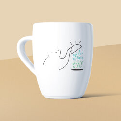 Dijital Detoks Zihinsel Reset Mottolu Beyaz Seramik Kupa - Yeşilay