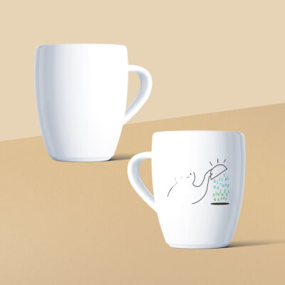 Dijital Detoks Zihinsel Reset Mottolu Beyaz Seramik Kupa - 2