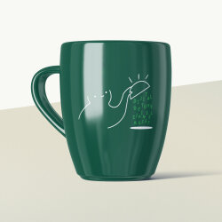 Dijital Detoks Zihinsel Reset Mottolu Yeşil Seramik Kupa - Yeşilay