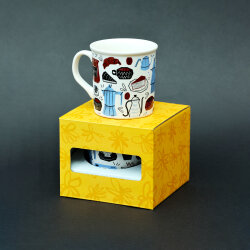 Doodle Kahve Desenli  Seramik Kupa - 3