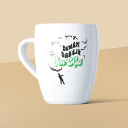 Duman Dağılır Sen Kal Mottolu Beyaz Seramik Kupa - Yeşilay