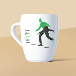 Gerçek Yükseliş Seninle Başlar Mottolu Beyaz Seramik Kupa - Yeşilay