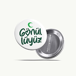 Gönüllüyüz Buton Rozet 58 mm Beyaz