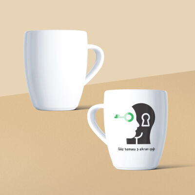 Göz Teması > Ekran Işığı Mottolu Beyaz Seramik Kupa - 2