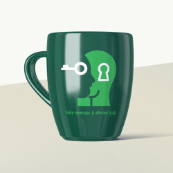 Göz Teması > Ekran Işığı Mottolu Yeşil Seramik Kupa - Yeşilay