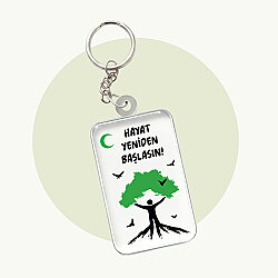 Hayat Yeniden Başlasın Ağaç Pleksi Anahtarlık