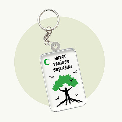 Hayat Yeniden Başlasın Ağaç Pleksi Anahtarlık - 1