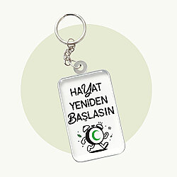 Hayat Yeniden Başlasın Çalar Saat Pleksi Anahtarlık