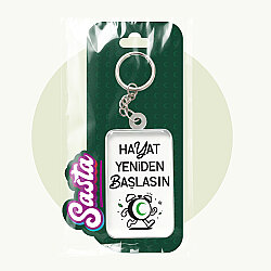 Hayat Yeniden Başlasın Çalar Saat Pleksi Anahtarlık - 2