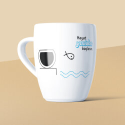 Hayat Yeniden Başlasın Fanus Mottolu Beyaz Seramik Kupa - Yeşilay