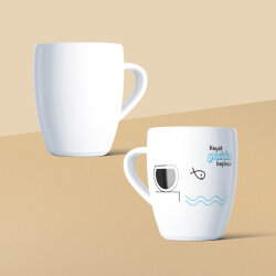 Hayat Yeniden Başlasın Fanus Mottolu Beyaz Seramik Kupa - 2