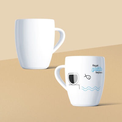 Hayat Yeniden Başlasın Fanus Mottolu Beyaz Seramik Kupa - 2