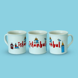 İstanbul Desenli Beyaz Seramik Kupa - 2