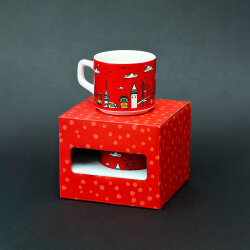 İstanbul Desenli Kırmızı Seramik Kupa - 3