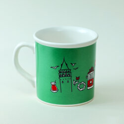 İstanbul Desenli Yeşil Seramik Kupa - Yeşilay