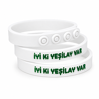 İyi Ki Yeşilay Var Yazılı Yetişkin Bileklik 22cm / Beyaz - 1