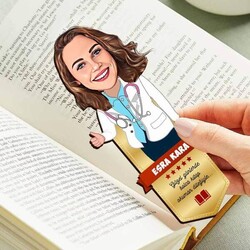 Yeşilay - Kadın Doktor Karikatürlü Kitap Okuma Ayracı