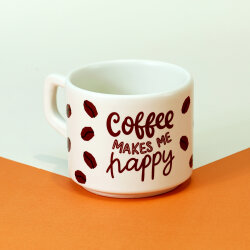 Kahve Çekirdeği Desenli Seramik Kupa - Yeşilay