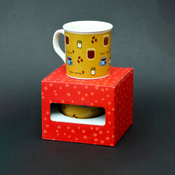 Kahve Desenli Brown Seramik Kupa - 2