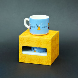 Kahve Desenli Mavi Seramik Kupa - 3