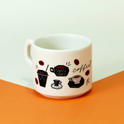 Kahve Desenli Seramik Kupa - Yeşilay