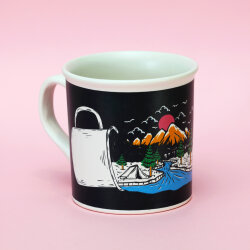 Kamp Desenli Antrasit Seramik Kupa - Yeşilay