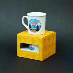 Kamp ve Dağ Desenli Beyaz Seramik Kupa - 2