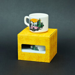 Kamp ve Dağ Desenli Beyaz Seramik Kupa - 2