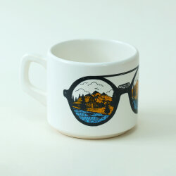 Kamp ve Dağ Desenli Beyaz Seramik Kupa - 4