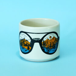 Kamp ve Dağ Desenli Beyaz Seramik Kupa - 2