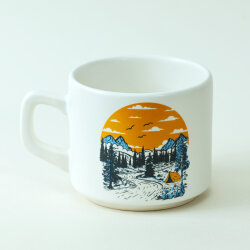 Kamp ve Dağ Desenli Seramik Kupa - 3