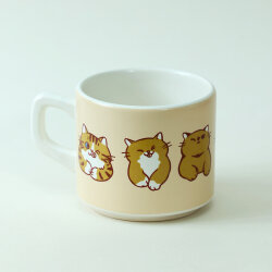 Kedi Desenli Bej Seramik Kupa - 2