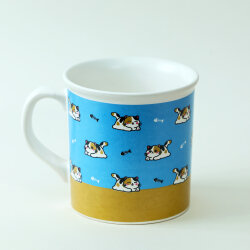 Kedi Desenli Mavi Seramik Kupa - Yeşilay