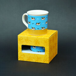 Kedi Desenli Mavi Seramik Kupa - 2