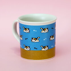 Kedi Desenli Mavi Seramik Kupa - 3