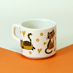 Kedi Desenli Seramik Kupa - Yeşilay